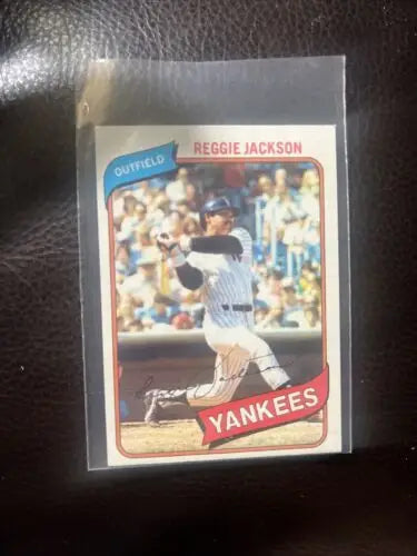 Reggie Jackson trading card from 1980 Topps, featuring HOF Yankees legend