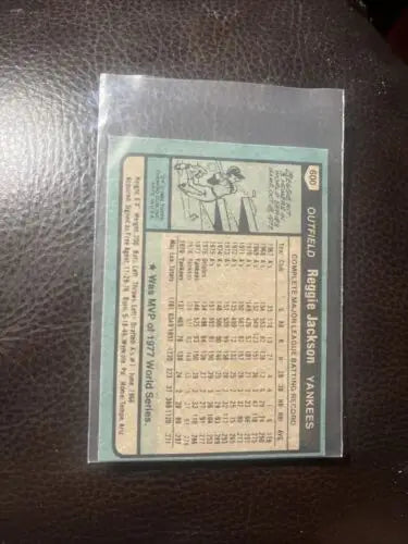 1980 Topps #600 Reggie Jackson trading card from Hall of Fame Yankees collection