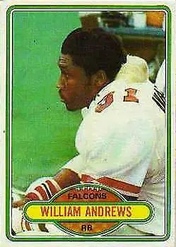 Vintage NFL trading card of William Andrews Rookie in Atlanta Falcons uniform