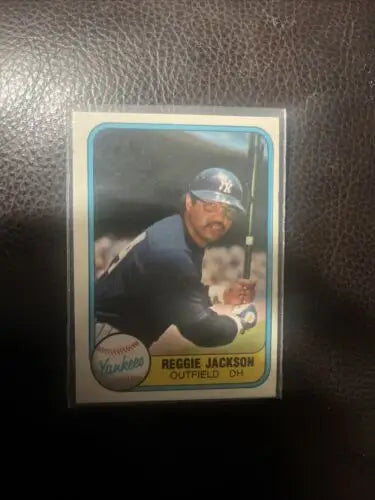 1981 Fleer Batting #79 Reggie Jackson trading card featuring Yankees legend