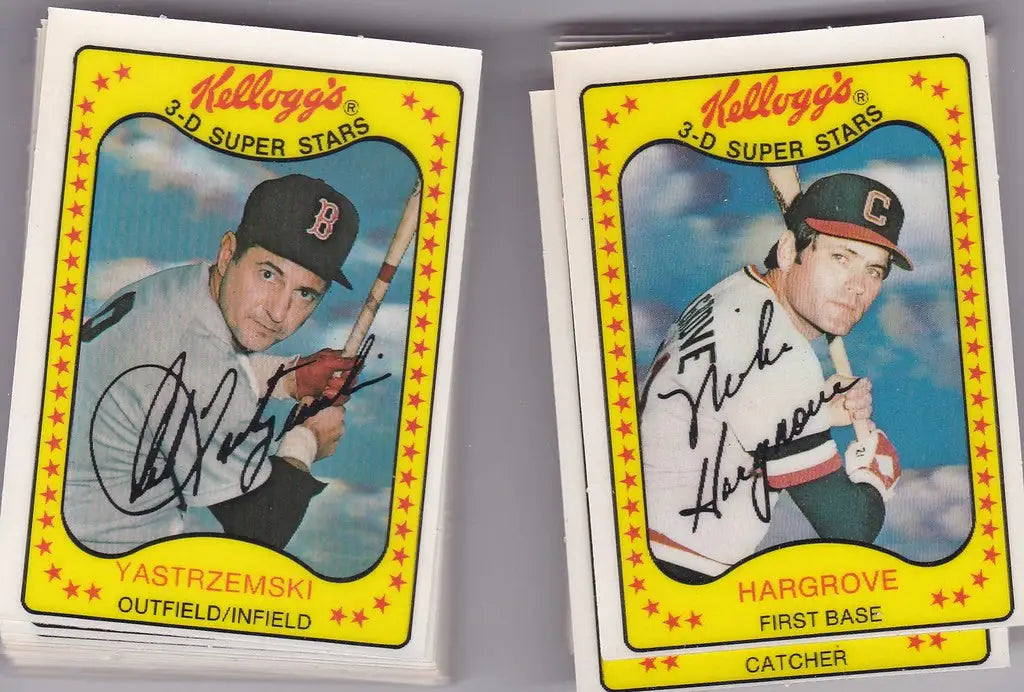 Two vintage Kellogg’s baseball cards of Red Sox players from a Superstars Baseball Cards complete set