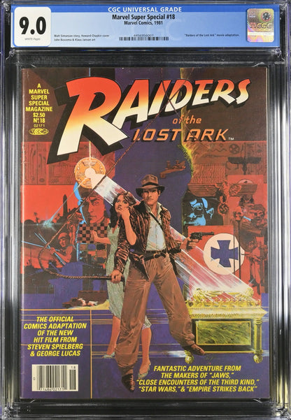 CGC graded 9.0 Marvel Super Special #18 Raiders of the Lost Ark comic in slab