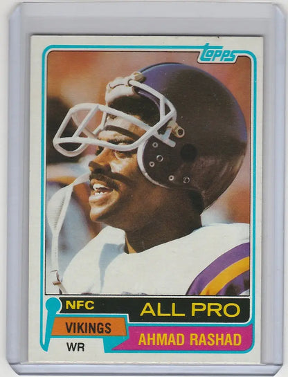 Football trading card of Ahmad Rashad Minnesota Vikings NRMT with smiling player