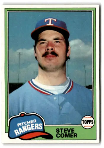 Steve Comer baseball card in original gloss from 1981 Topps #592 NM Near Mint Rangers