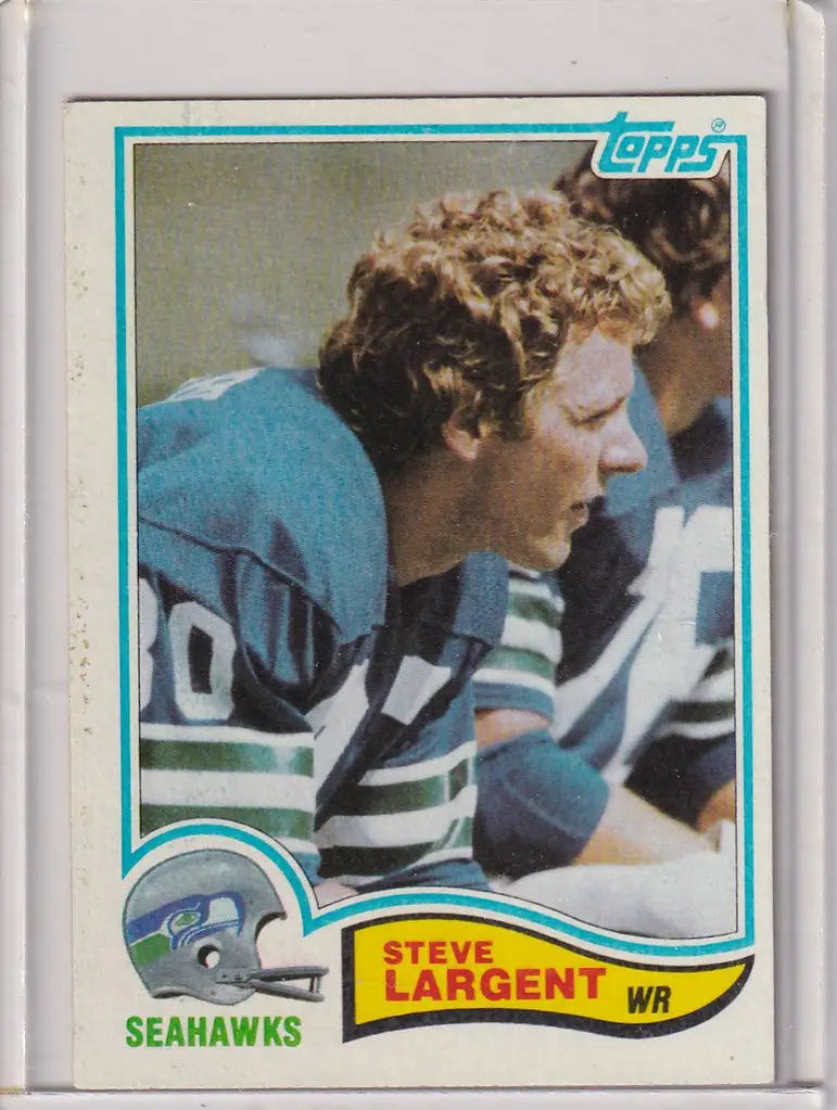 1982 Topps #249 Steve Largent Seattle Seahawks football trading card displayed