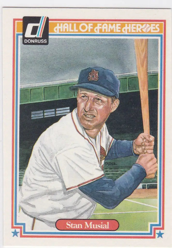 Baseball card of Stan Musial in Boston Red Sox uniform for trading cards collection