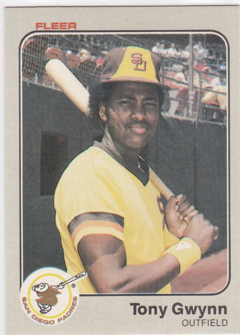 Baseball card of Tony Gwynn in yellow uniform, a must-have for San Diego Padres fans