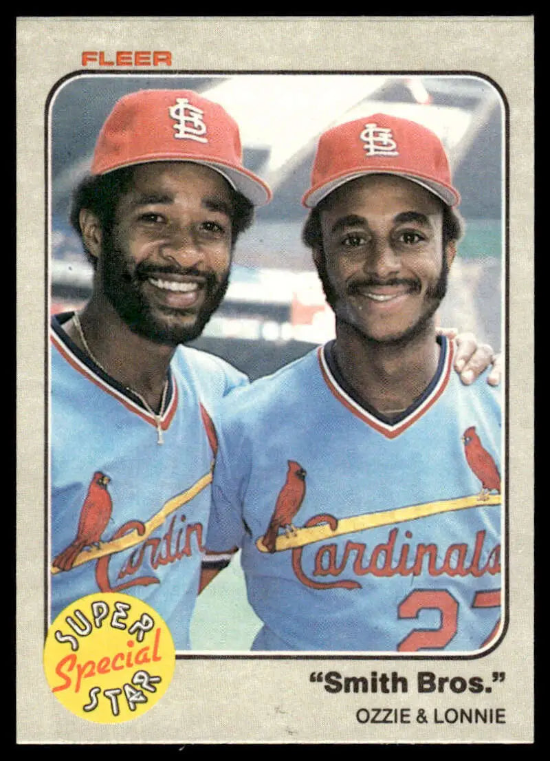 1983 Fleer Ozzie Smith and Lonnie Smith St. Louis Cardinals baseball card image