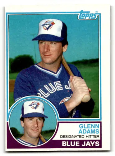 1983 Topps #574 Glenn Adams baseball card in batting pose with original gloss finish