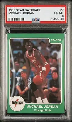 Graded 1984-85 Star Gatorade Michael Jordan #7 Basketball card, PSA 6 condition