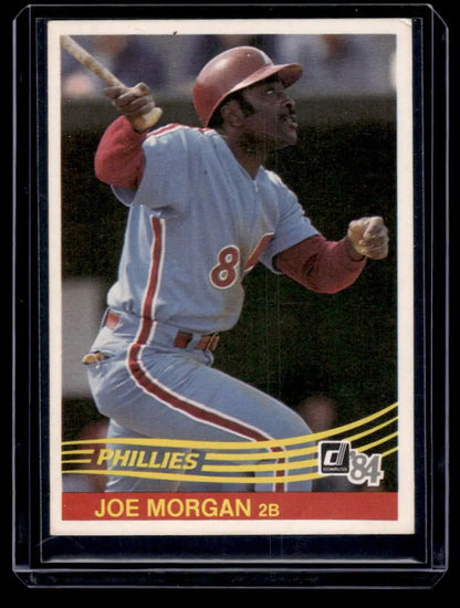 1984 Donruss Joe Morgan Baseball Card featuring Philadelphia Phillies white and red uniform