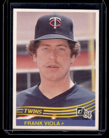 Baseball card of Frank Viola in a Minnesota Twins cap with TC logo