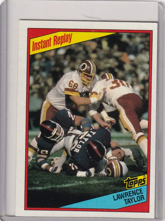 Lawrence Taylor in action on 1984 Topps #322 trading card for New York Giants