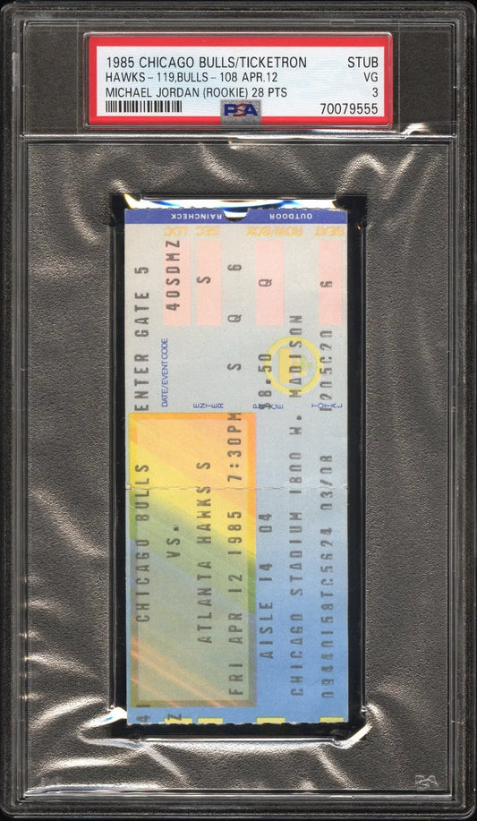 PSA-graded Chicago Bulls ticket stub April 12 featuring vibrant rainbow colors