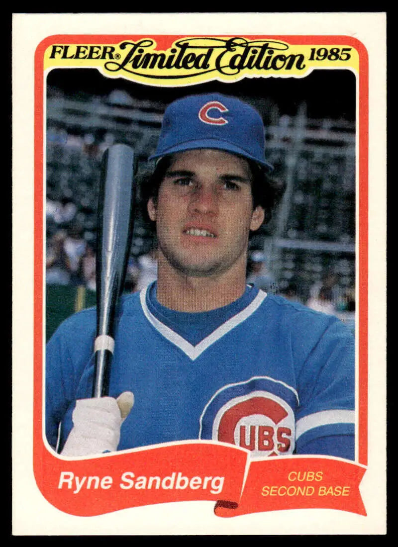 1985 Fleer Limited Edition Ryne Sandberg baseball card featuring Chicago Cubs uniform