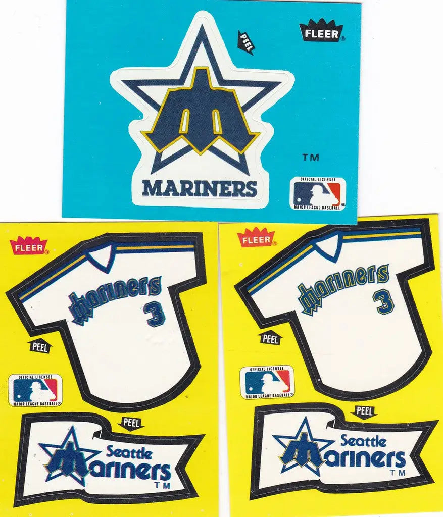 Fleer Stickers Mariners Jersey and Team Logos for Seattle Mariners collectibles