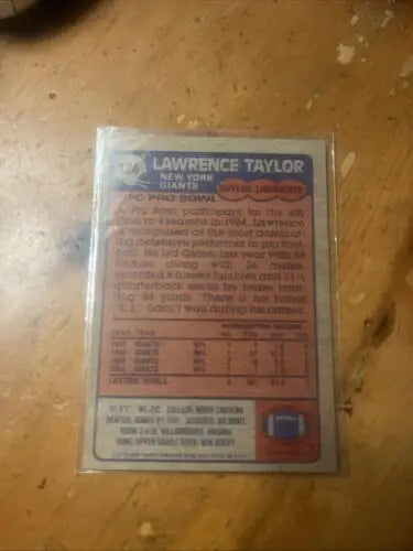 Lawrence Taylor football card from 1985 Topps - #124, a sought-after trading card