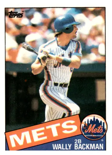 Wally Backman baseball card from 1985 Topps with original gloss, Mets collectible