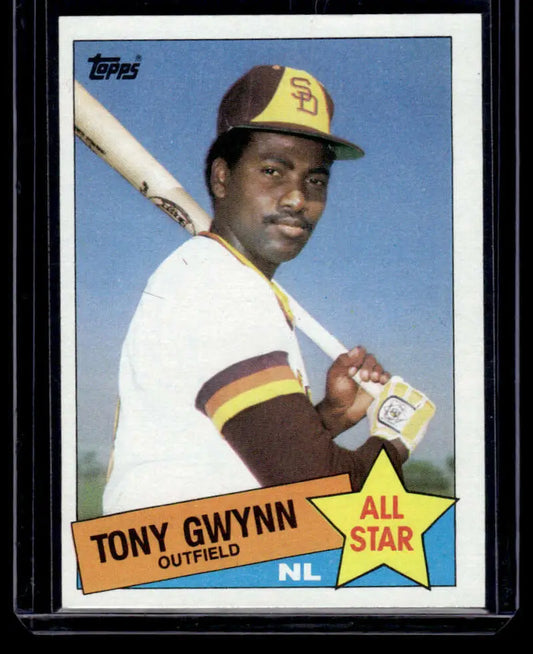 Vintage 1985 Topps Tony Gwynn baseball card featuring San Diego Padres outfielder