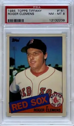 PSA graded 1986 Topps Tiffany baseball card of a Boston Red Sox player in uniform