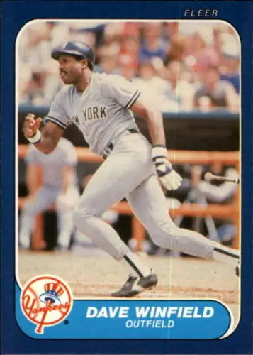 1986 Fleer #121 Dave Winfield baseball card with original gloss, Near Mint condition