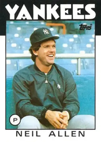 Neil Allen baseball card from 1986 Topps #663 featuring original gloss and Yankees