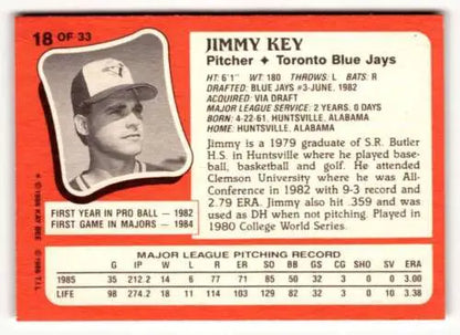 Jimmy Key 1986 Topps Kay-Bee Young Superstars Baseball card in original gloss condition