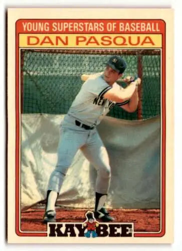 Dan Pasqua baseball card from 1986 Topps Kay-Bee Young Superstars with original gloss