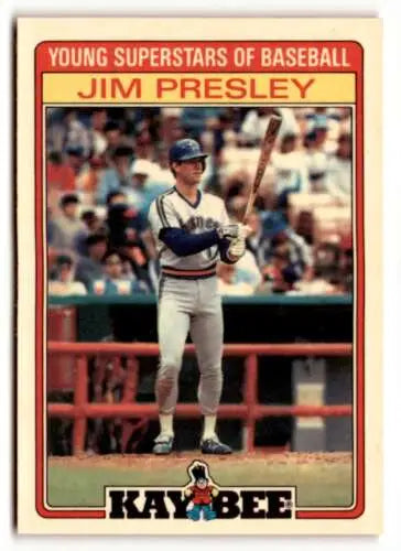 Jim Presley baseball card from 1986 Topps Kay-Bee Young Superstars, original gloss condition