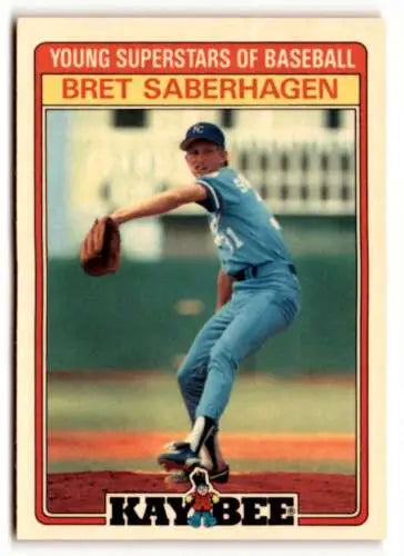 Bret Saberhagen baseball card from 1986 Topps Young Superstars with original gloss