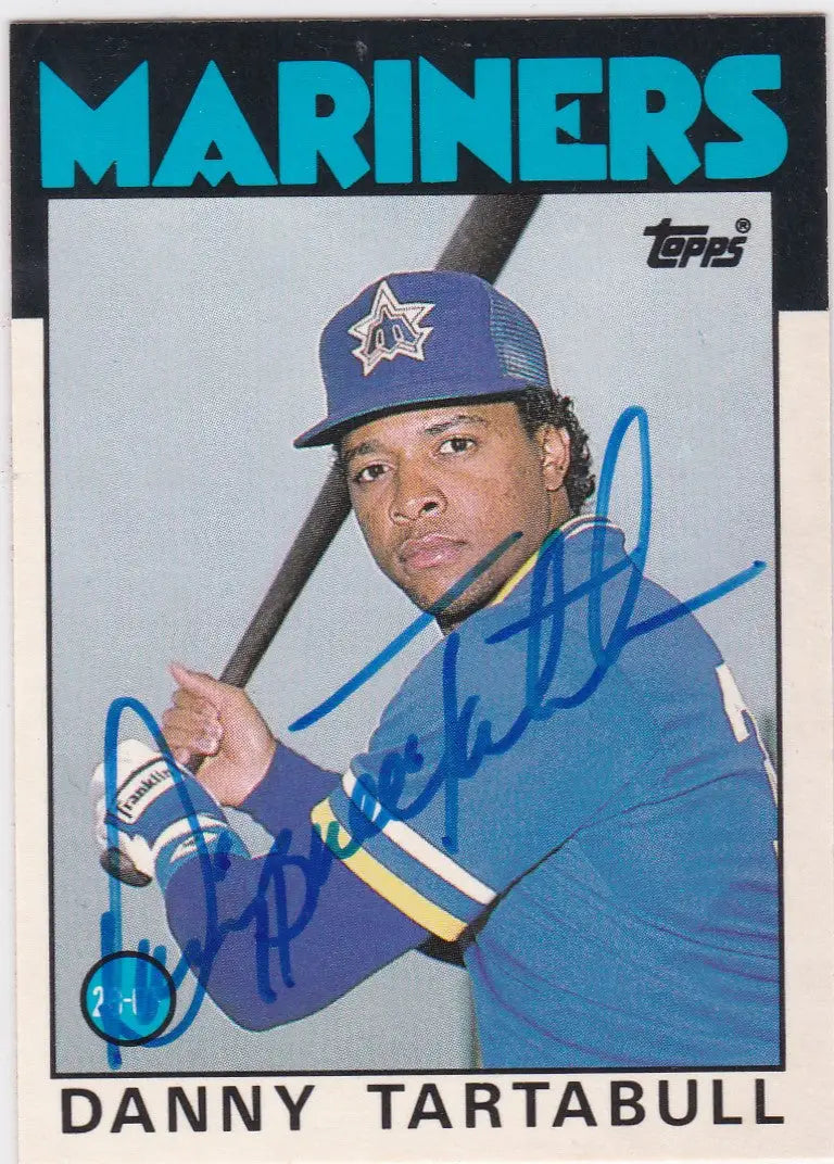 Baseball card of Danny Tartabull Auto TTM for Seattle Mariners showcasing player with bat