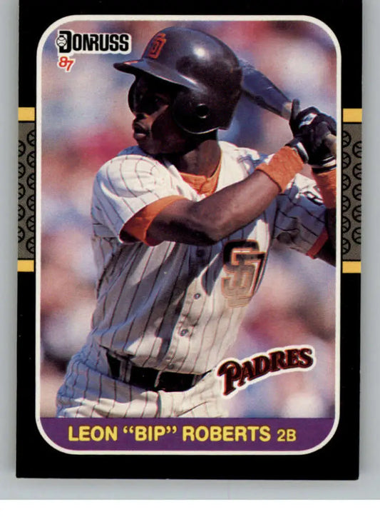 1987 Donruss Bip Roberts San Diego Padres baseball card featuring player at bat