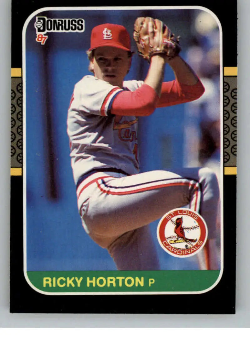 Ricky Horton mid-windup on 1987 Donruss #234 St. Louis Cardinals Baseball Card