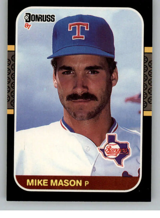 1987 Donruss #284 Mike Mason EX Texas Rangers Baseball Card featuring pitcher Mike Mason