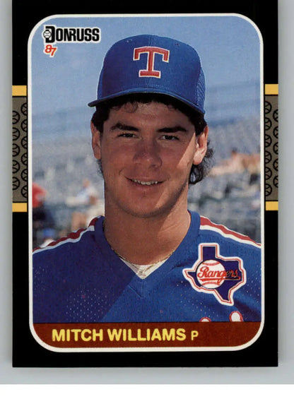 1987 Donruss #347 Mitch Williams Texas Rangers Baseball Card in blue jersey and cap