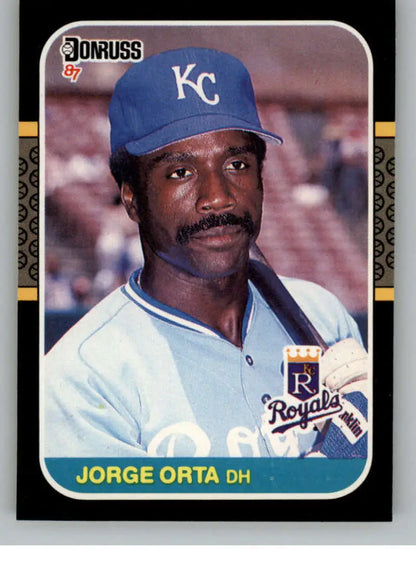 Jorge Orta Kansas City Royals baseball card in blue cap and white uniform