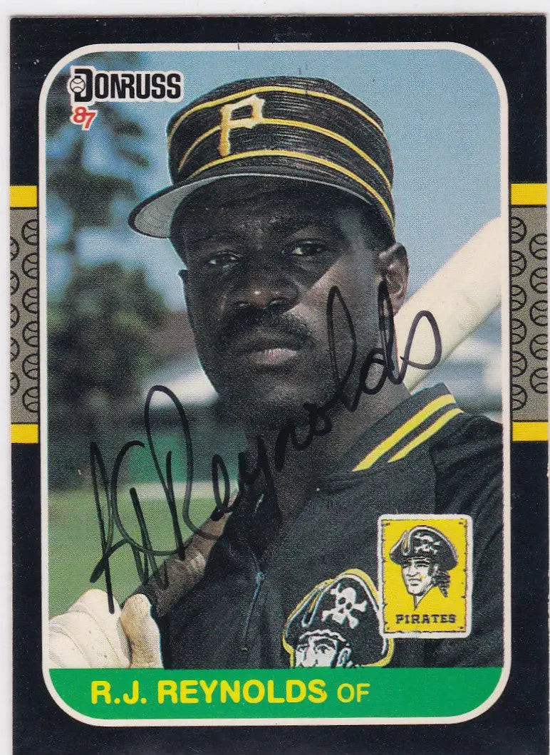 Baseball card of R.J. Reynolds with TTM Auto, showcasing Pittsburgh Pirates cap