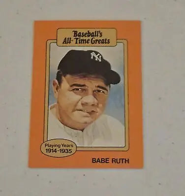 Babe Ruth baseball card from 1987 Hygrade All-Time Greats Time Greats collection