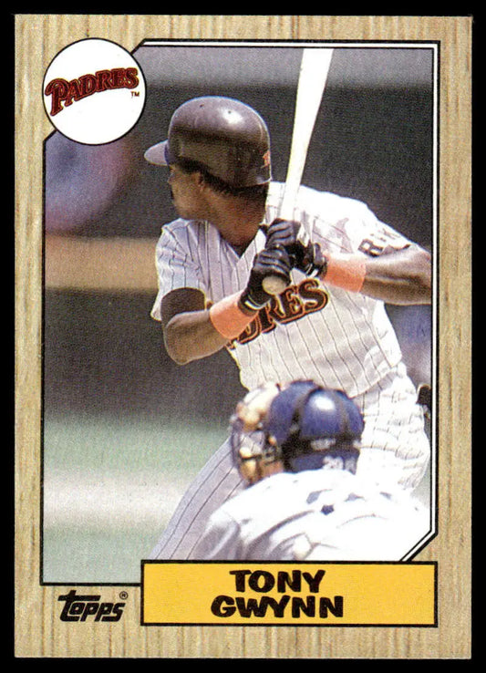 1987 Topps #530 Tony Gwynn baseball card featuring San Diego Padres player at bat