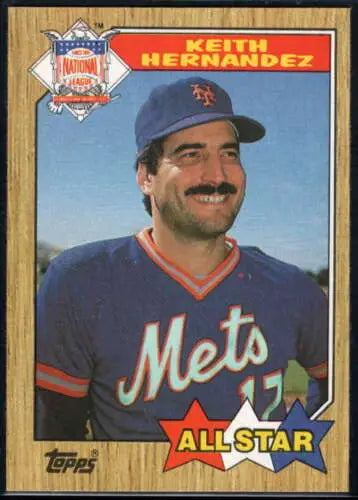 Keith Hernandez baseball card from 1987 Topps #595 with original gloss, Mets AS