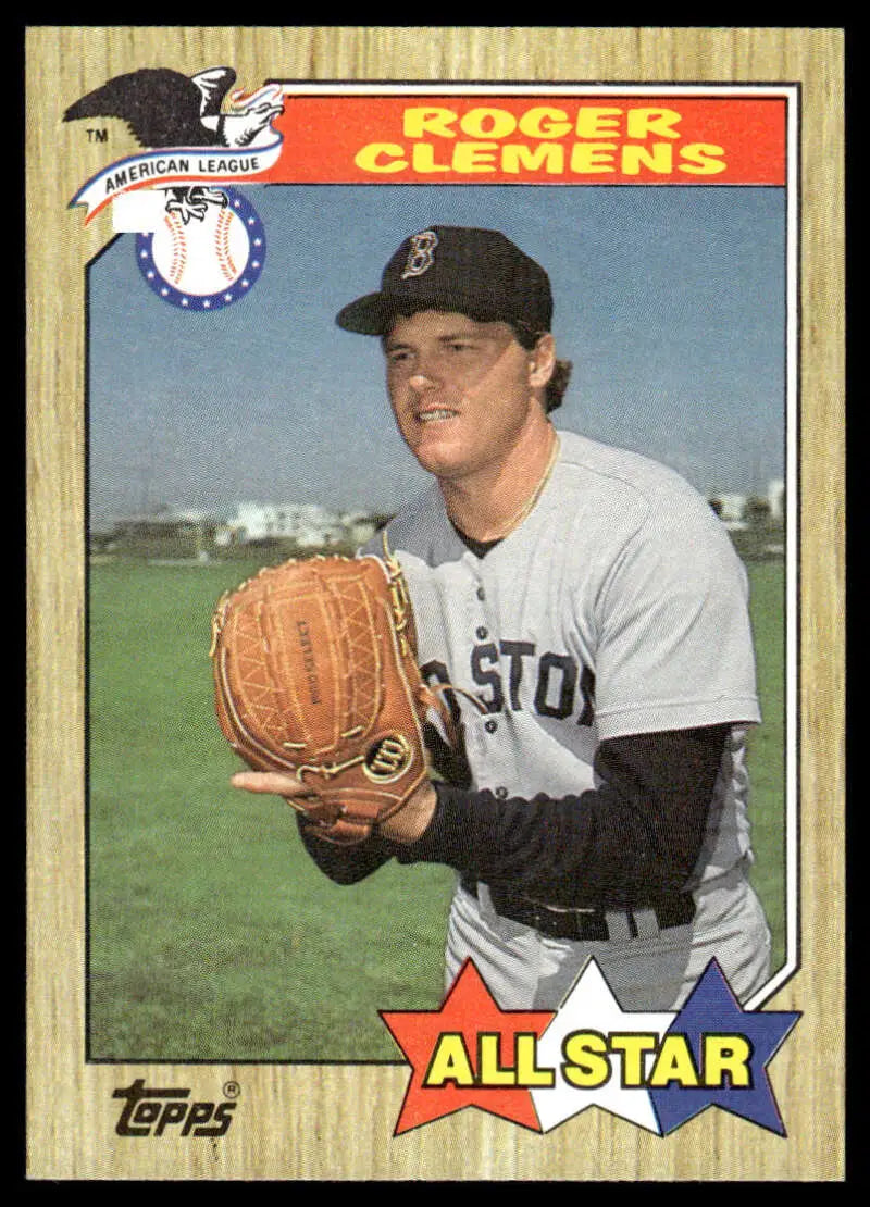 1987 Topps #614 Roger Clemens EX/NM Boston Red Sox Baseball Card featuring pitcher