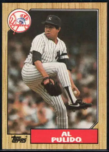 Al Pulido baseball card from 1987 Topps #642, featuring original gloss and NM-MT Yankees condition