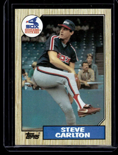 Steve Carlton Chicago White Sox pitcher mid-delivery in navy and red uniform