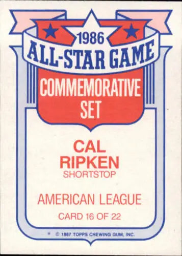 1987 Topps Glossy All-Stars #16 Cal Ripken Jr. NM-MT Orioles original gloss baseball card