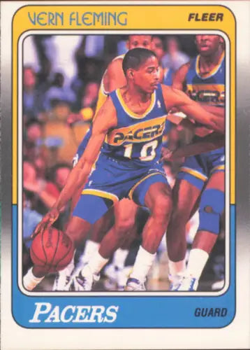 1988-89 Fleer Vern Fleming Indiana Pacers basketball card in yellow and blue uniform