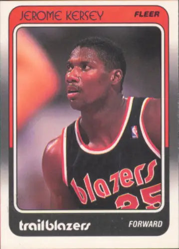 Fleer basketball card of Jerome Kersey in black jersey for Portland Trail Blazers