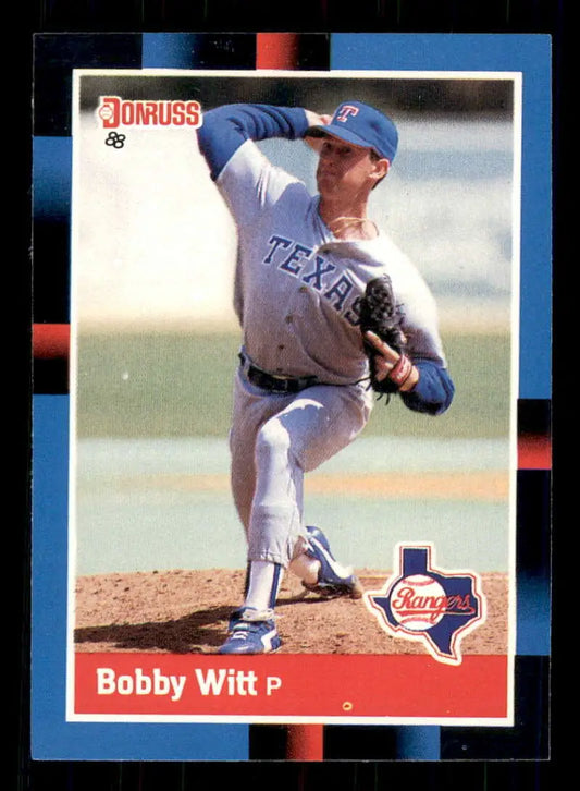 Bobby Witt mid-delivery on 1988 Donruss Texas Rangers Baseball Card #101