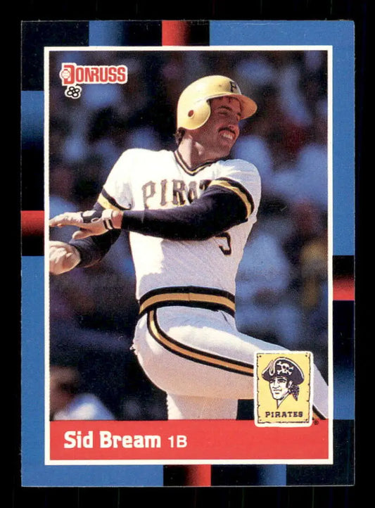 1988 Donruss Sid Bream baseball card showcasing Pittsburgh Pirates player batting stance