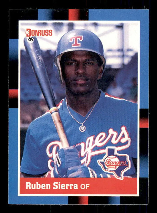 1988 Donruss baseball card of Ruben Sierra in Texas Rangers blue uniform for sale