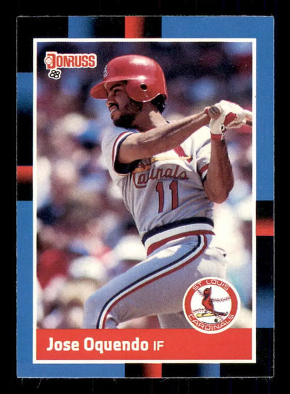 1988 Donruss #234 Jose Oquendo baseball card showcasing St. Louis Cardinals player in stance